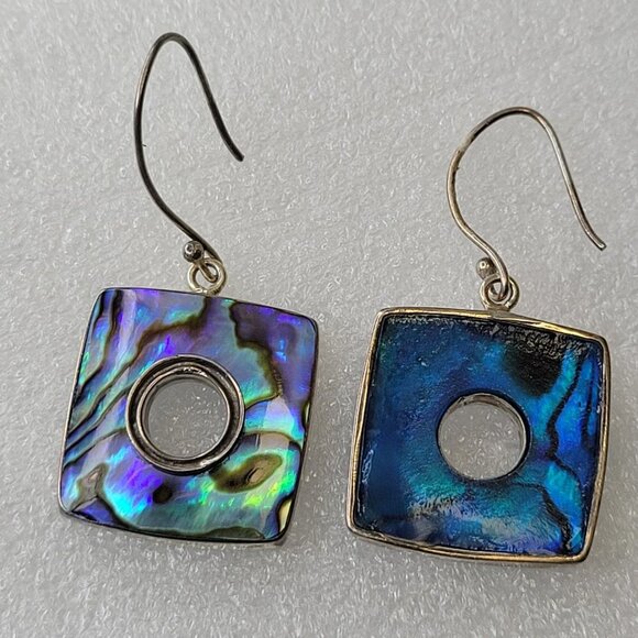 Square Abalone Shell Earrings - Picture 3 of 16